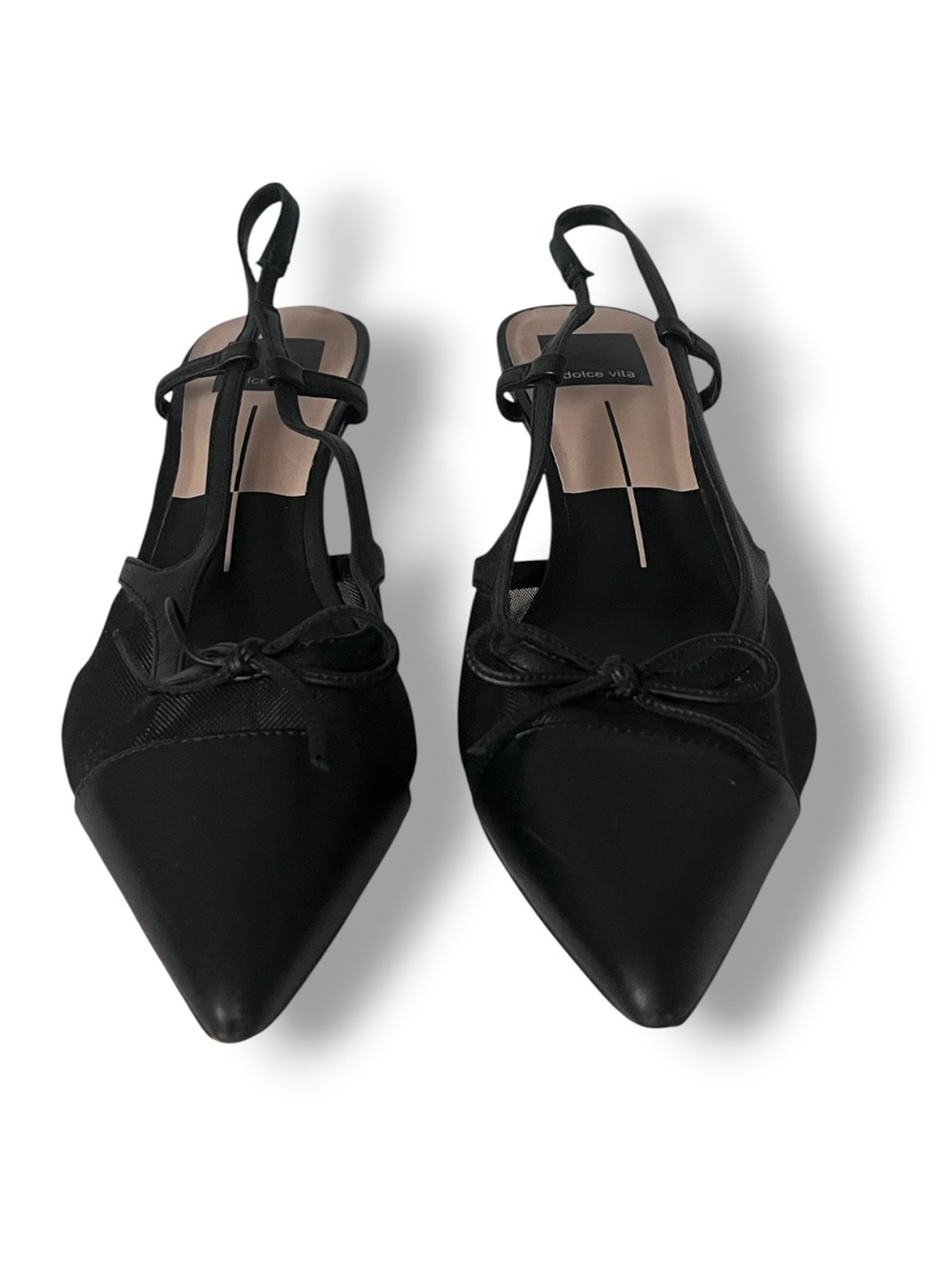 Dolce Vita Black Pointed Bow Slingback Flats